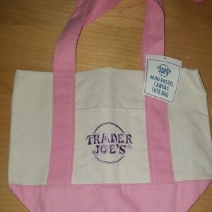 Pink and Cream Mini Canvas Tote Bag